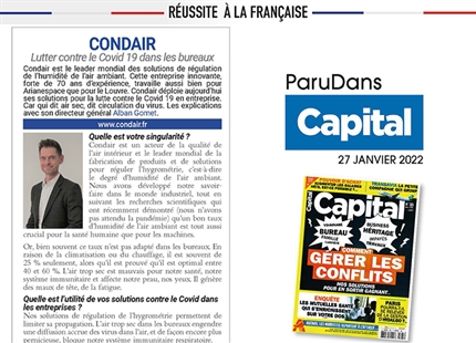Condair Interview dans CAPITAL : L'humidification pour lutter contre le Covid dans les bureaux